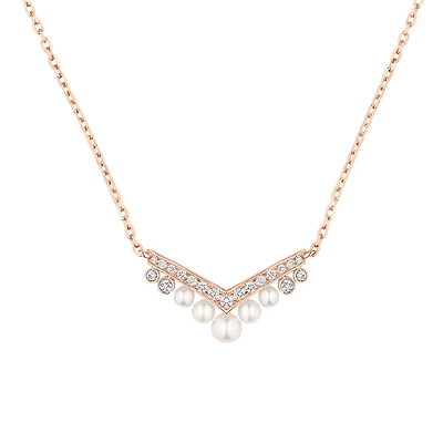 Josephine Aigrette Rose Gold, Pearl and Diamond Pendant