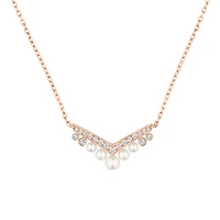 Josephine Aigrette Rose Gold, Pearl and Diamond Pendant