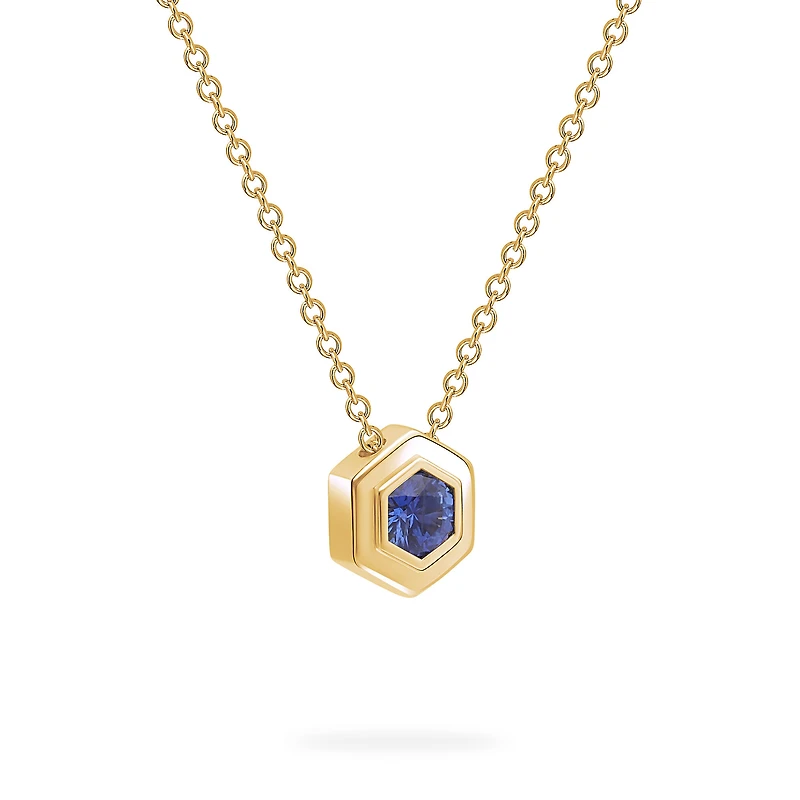 Yellow Gold Birthstone Pendant, Sapphire