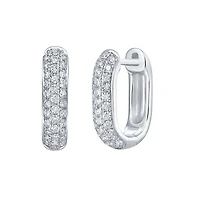 Diamond Square Hoop Earrings in White Gold