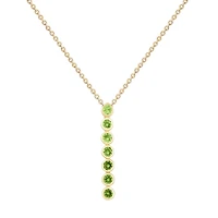 Oval Shape Peridot Vertical Bar Pendant in Yellow Gold
