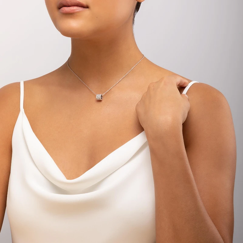 Diamond Barrel Pendant Necklace