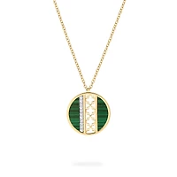 Malachite and Diamond Medallion Pendant Necklace, Large (25 mm)