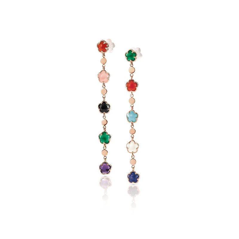 Figlia dei Fiori Rose Gold, Multi Stone Drop Earrings