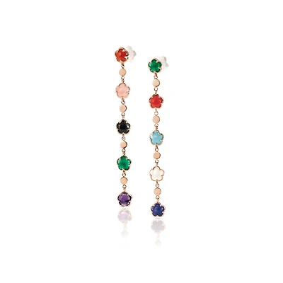 Figlia dei Fiori Rose Gold, Multi Stone Drop Earrings