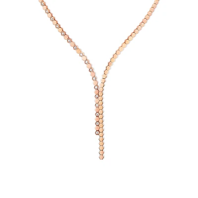 Bee de Chaumet Rose Gold Diamond Asymetrical Necklace