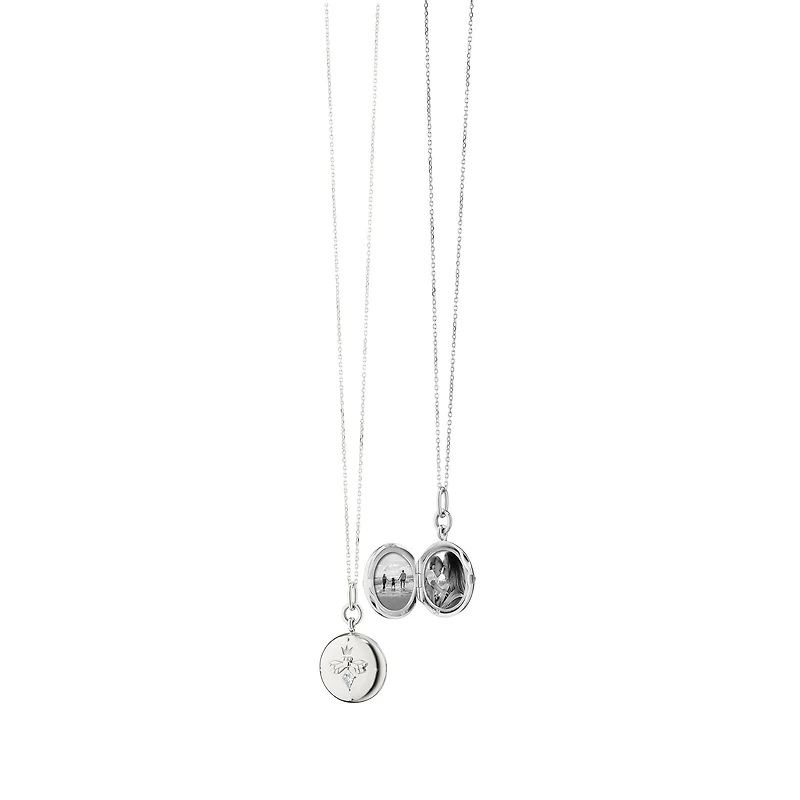 Classic Lockets Silver and White Saphire Queen Bee Pendant