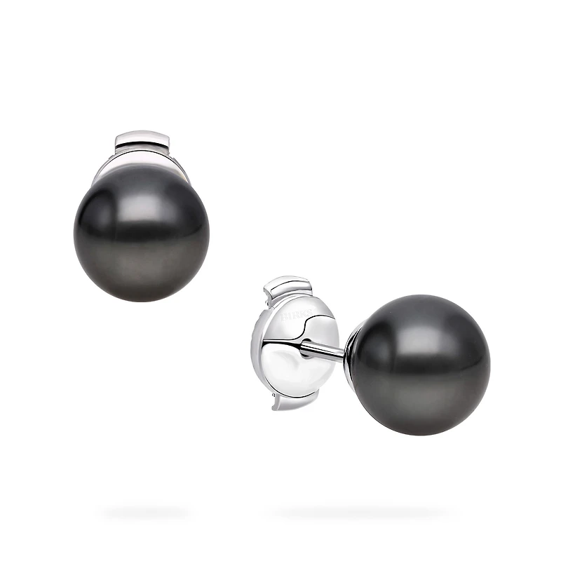 10-10.5 mm Tahitian Pearl Earrings in White Gold