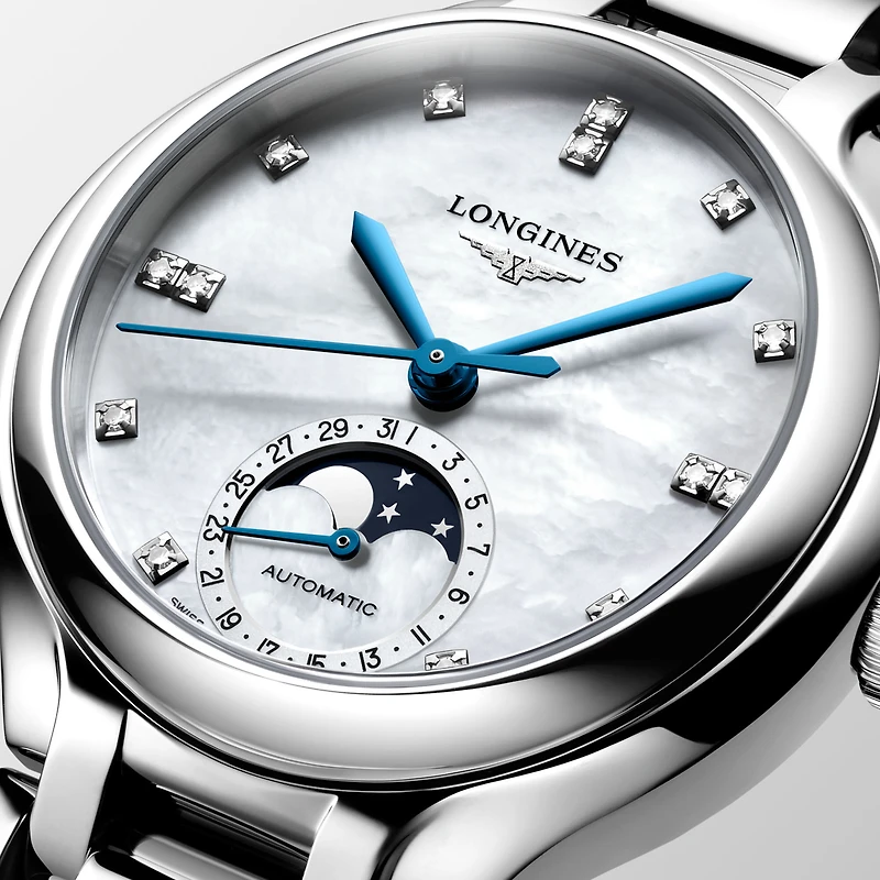 PrimaLuna Automatic Moonphase 34 mm Stainless Steel and Diamond