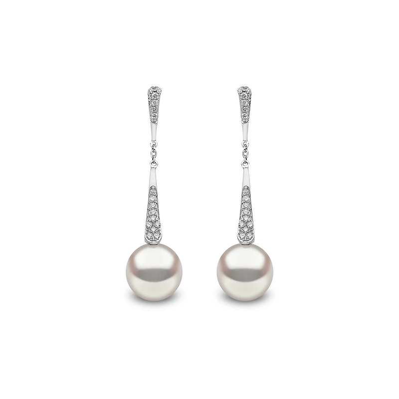 Trend White Gold Pearl and Diamond Earrings