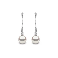 Trend White Gold Pearl and Diamond Earrings