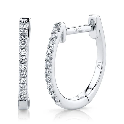 Kate White Gold and Diamond Mini Hoop Earrings