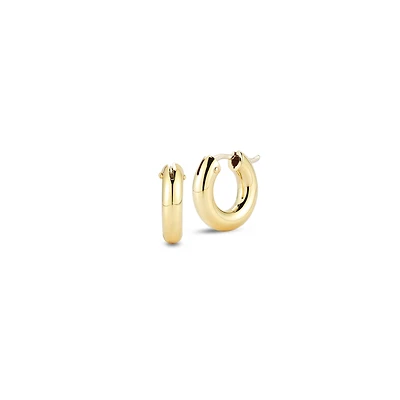 Basic Yellow Gold 15MM Round Hoop Earrings