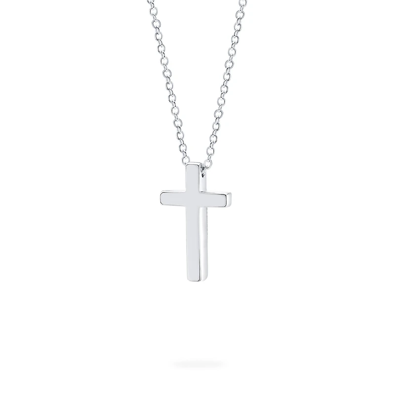 Sterling Silver Cross Pendant for Kids, Large