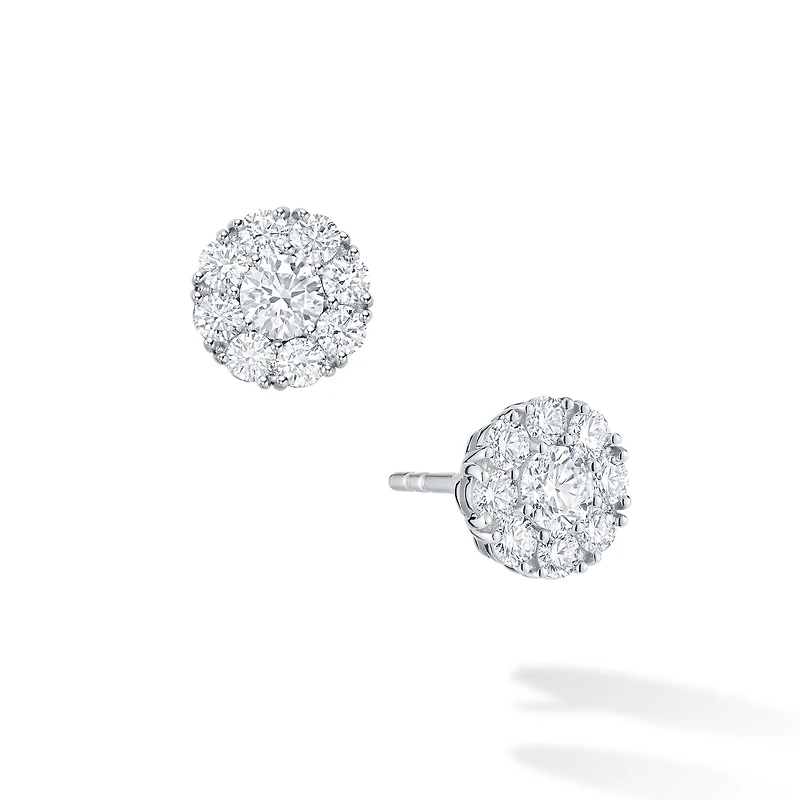 Diamond Cluster Stud Earrings, Large