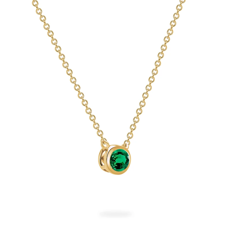 Yellow Gold Emerald Pendant Necklace