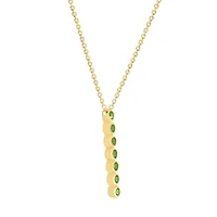 Oval Shape Peridot Vertical Bar Pendant in Yellow Gold