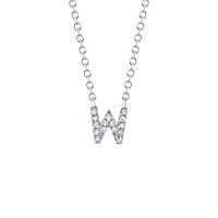 Initials White Gold and Diamond Pavé Letter W Necklace