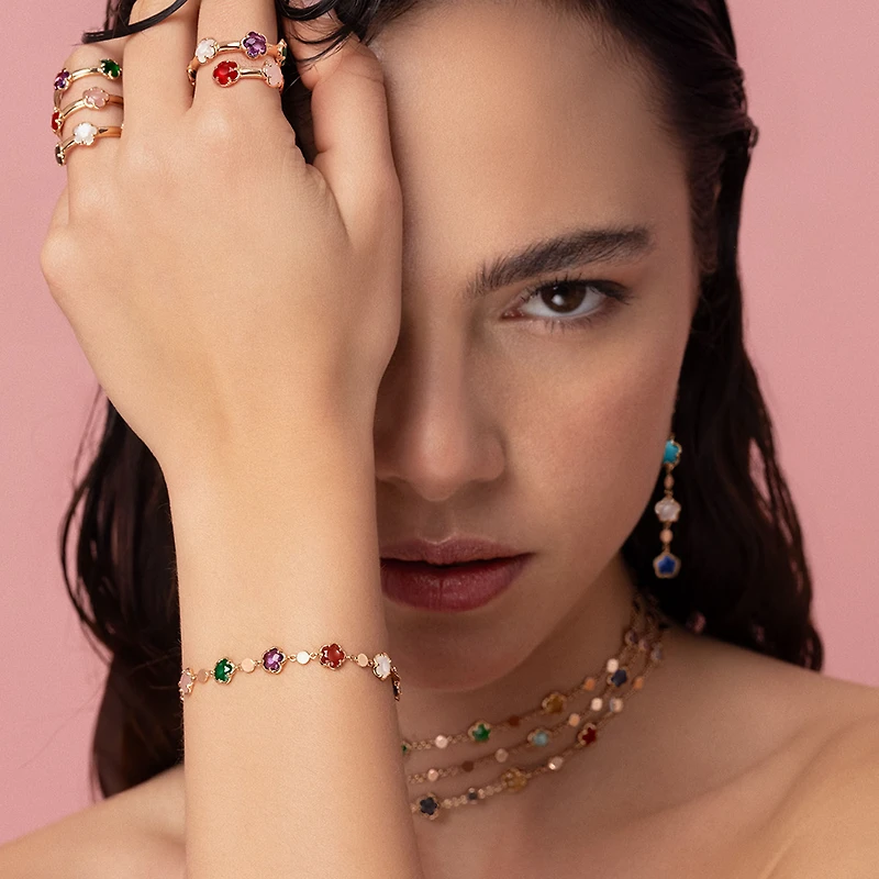 Figlia dei Fiori Rose Gold, Multi Stone Bracelet