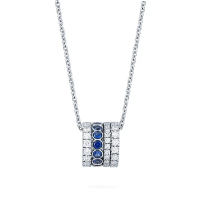 Sapphire and Diamond Barrel Pendant Necklace