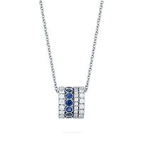 Sapphire and Diamond Barrel Pendant Necklace