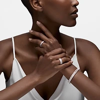 Silver Pleated Tapered Bangle, Large