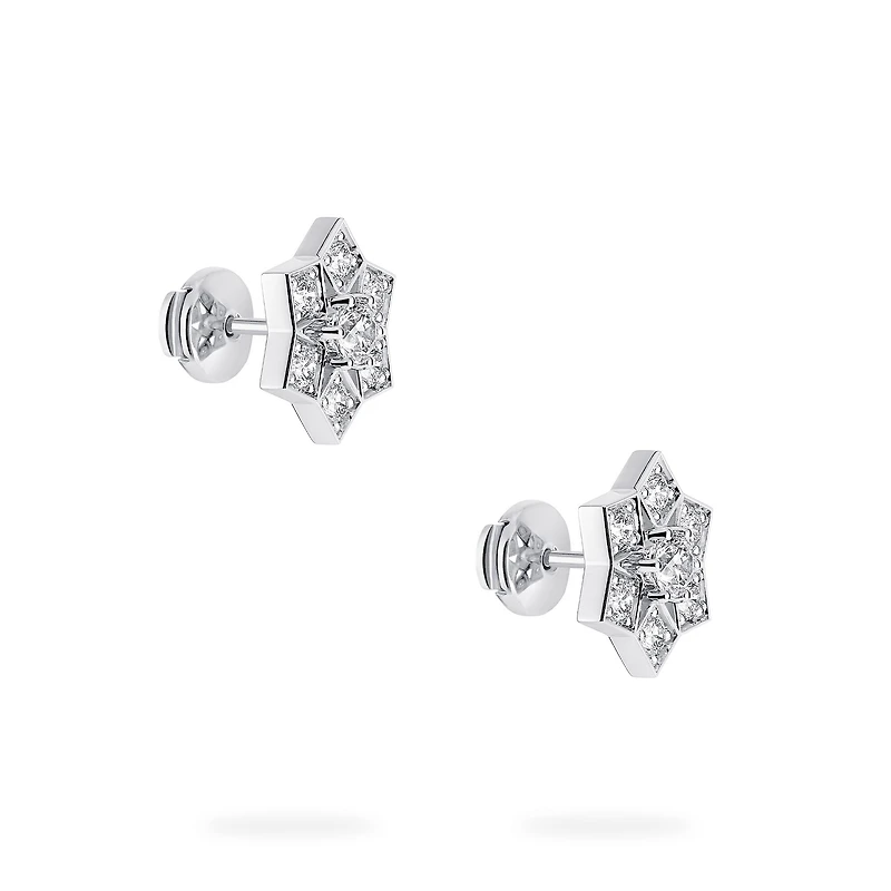 White Gold Snowflake Stud Earrings, Large