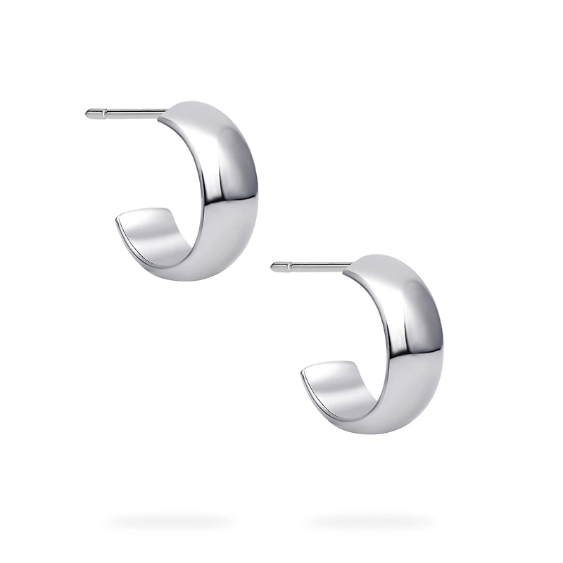 Sterling Silver 13 × 5 mm Hoop Earrings