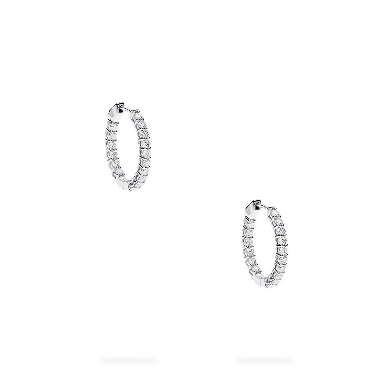 Diamond and White Gold Hoop Earrings