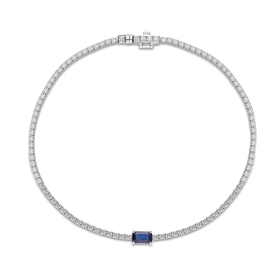 Sapphire Line Bracelet in White Gold