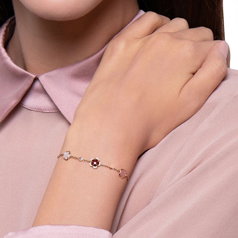 Figlia dei Fiori Rose Gold, Multi Stone and Diamond Pavé Bracelet