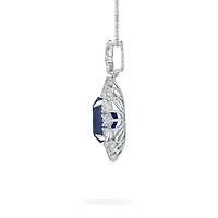 Sapphire Oval-Cut Pendant with Diamonds in White Gold