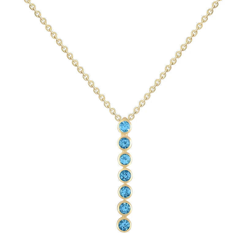 Oval Topaz Vertical Bar Pendant in Yellow Gold