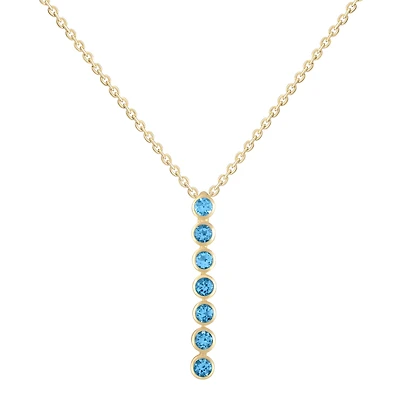 Oval Topaz Vertical Bar Pendant in Yellow Gold