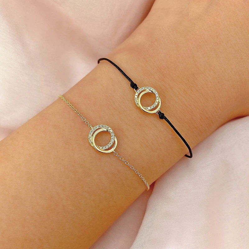 Kate Yellow Gold and Diamond Pavé Love Knot Bracelet