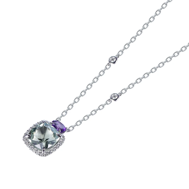 Green and Purple Amethyst Pendant in White Gold