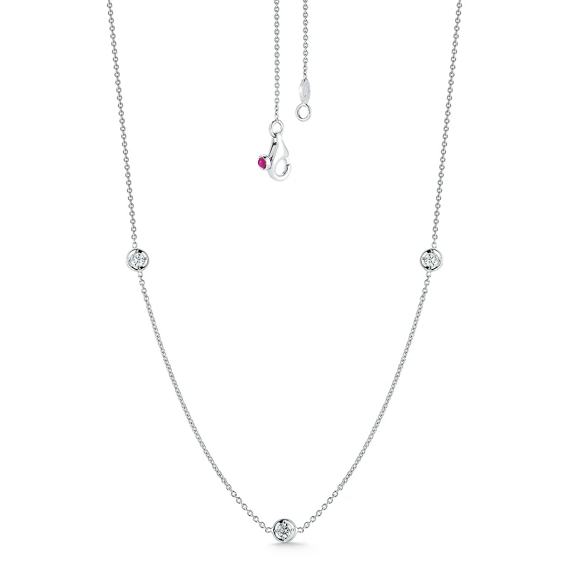 Diamonds by the Inch White Gold 3-Row Station Diamond Necklace