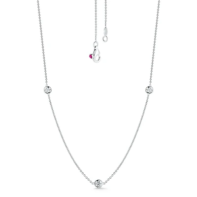 Diamonds by the Inch White Gold 3-Row Station Diamond Necklace