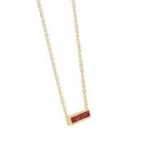 Pink Tourmaline Bar Neckalce in Yellow Gold