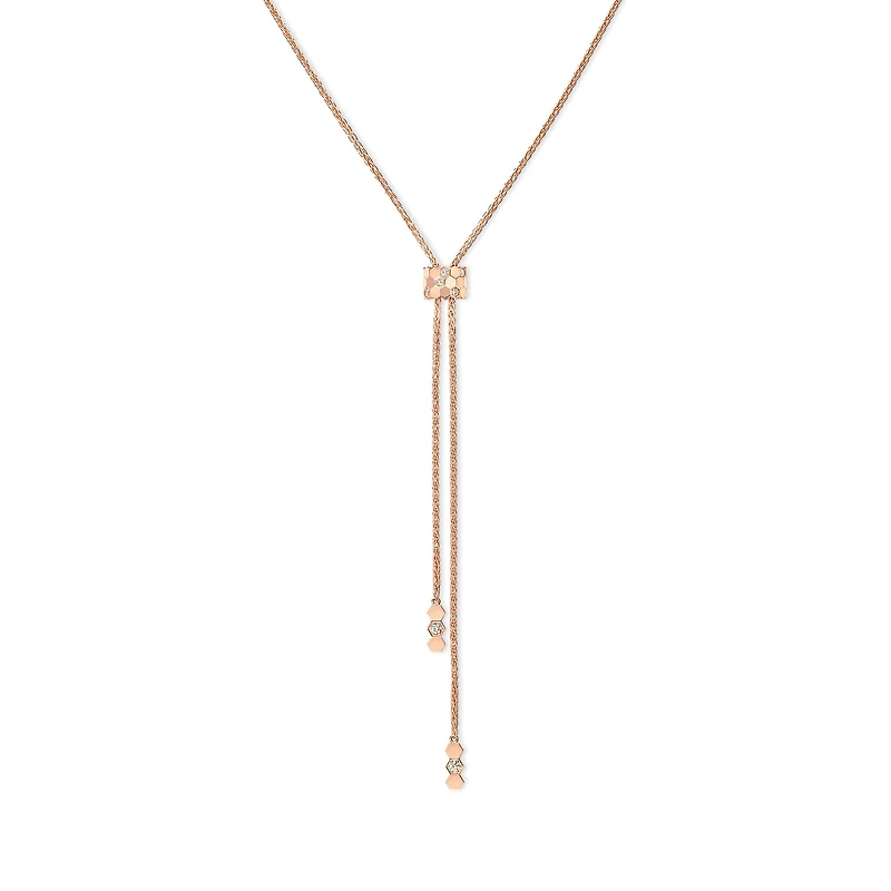 Bee de Chaumet Rose Gold and Diamond Bolo Tie Necklace
