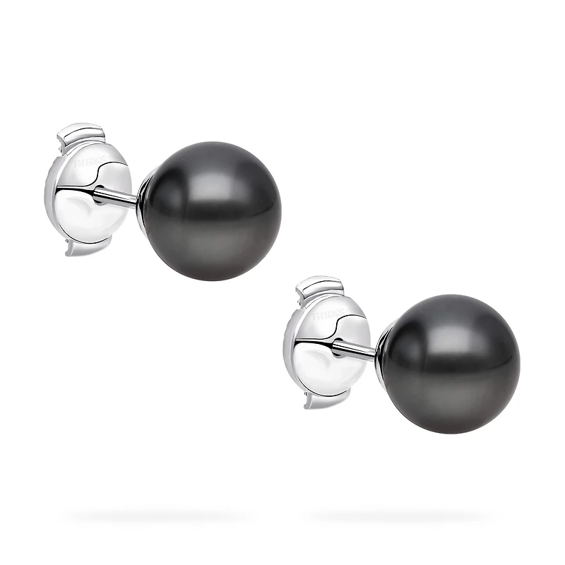 10-10.5 mm Tahitian Pearl Earrings in White Gold