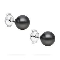 10-10.5 mm Tahitian Pearl Earrings in White Gold