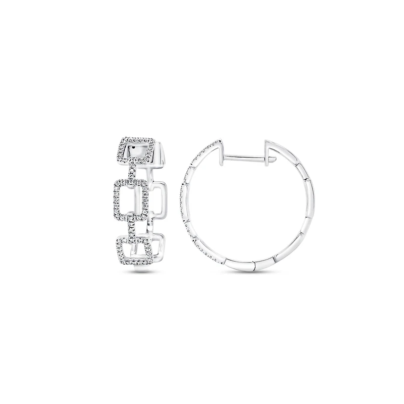 U-Linq White Gold and Diamond Pavé Hoop Earrings