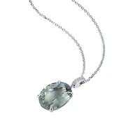 Green Amethyst Pendant in White Gold