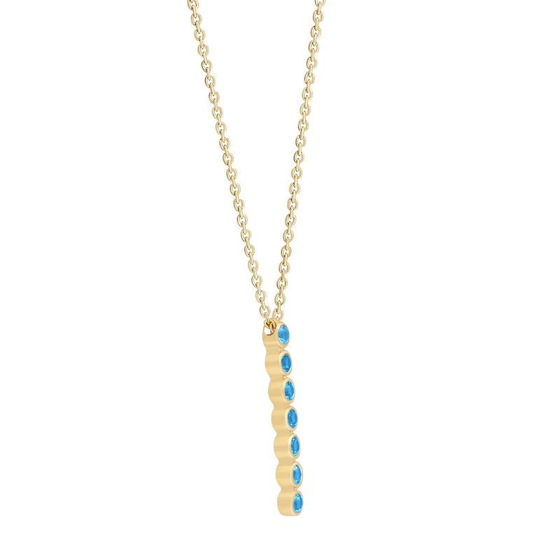 Oval Topaz Vertical Bar Pendant in Yellow Gold
