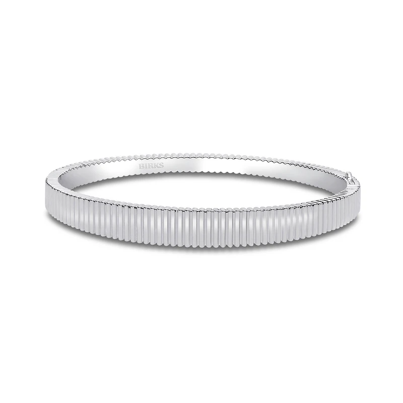 Silver Pleated Tapered Bangle, Large