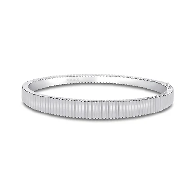 Silver Pleated Tapered Bangle, Large