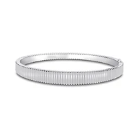Silver Pleated Tapered Bangle, Large
