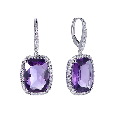 Amethyst Earrings in White Gold