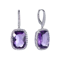 Amethyst Earrings in White Gold